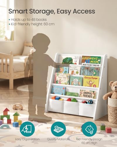 Kids Bookshelf 4-Tier Toddler Bookcase Cloud White + White