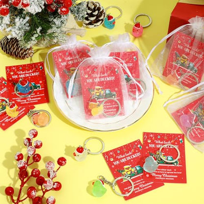 48 Pcs Fluorescent Resin Duck Keychains Holiday Gift Set