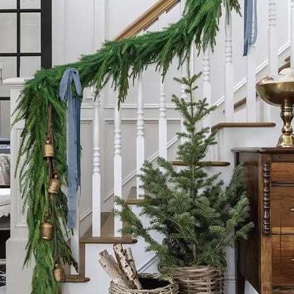 6 Ft Norfolk Pine Garland - Artificial Christmas Decor for Mantle, Railing & Indoor Outdoor Spaces - Green, Variation 1 Pack