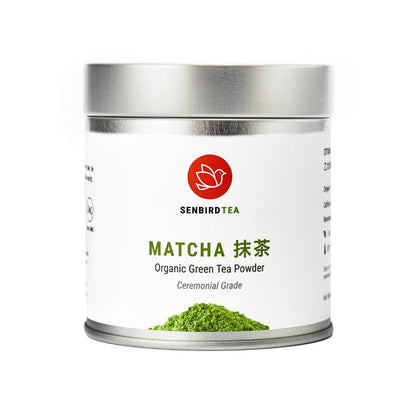 Senbird Organic Ceremonial Matcha - Japanese Powdered Green Tea - From Kyoto, Japan - Ceremonial Tea In Airtight Tea Tin (1oz/30g)