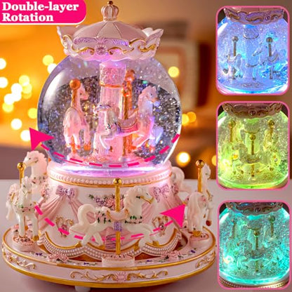 Snow Globe Music Box Daughter Gift Pink Variation A-Pink M