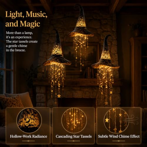Halloween Witch Hat Hanging Decor Light - 1 PC Spooky Party Ornament