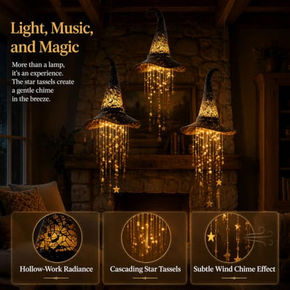 Halloween Witch Hat Hanging Decor Light - 1 PC Spooky Party Ornament