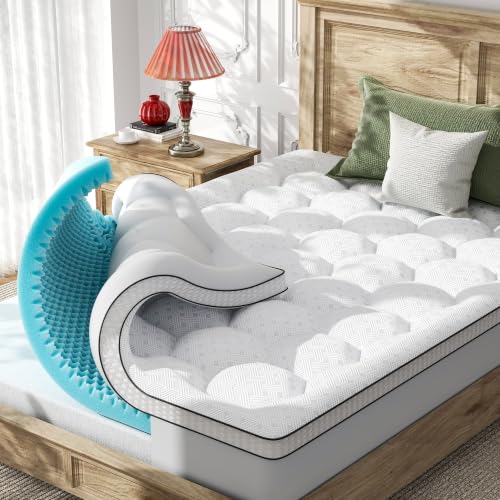 Full Size Dual Layer Memory Foam Mattress Topper - White, 4 Inch