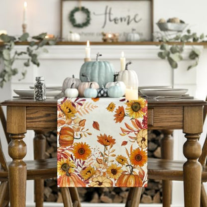 Fall Table Runner 13x72 Inch Orange Polyester Home Decor for Party & Dining
