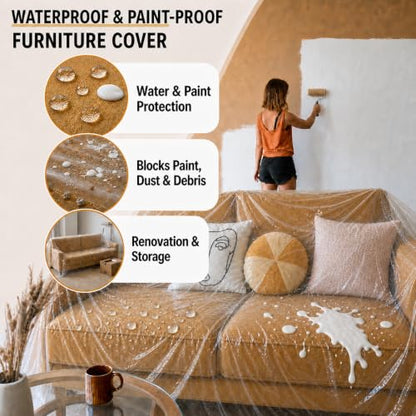 Transparent Plastic Couch Cover for Moving & Storage 106" x 32.8 ft - S1