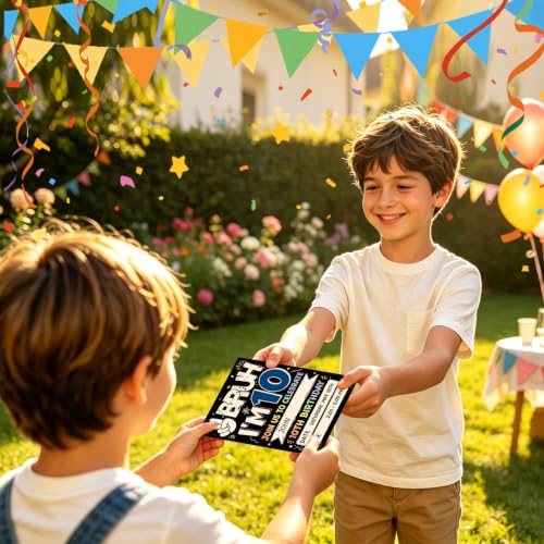 10th Birthday Party Invitations with Envelopes & Stickers - Boys