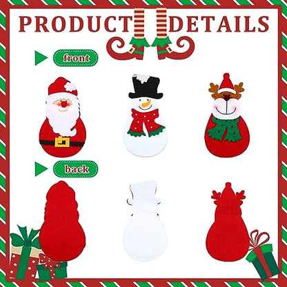 24 Pack Christmas Silverware Holders — Santa Snowman Reindeer Tableware Pouches