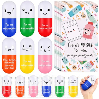 24 Pack Pharmacy Technician Stress Balls Pill-Shaped Gifts with Inspirational Quotes