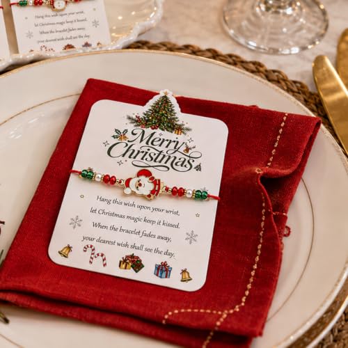Christmas Wish Bracelets Set with Wish Cards - 6 Styles for Holiday Gifts