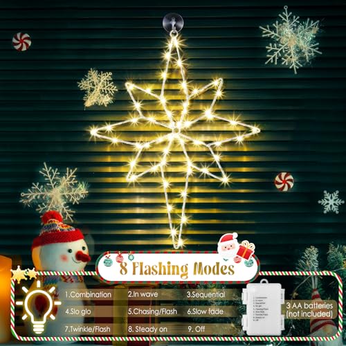 24 Inch Christmas Star Window Light Decorations with Timer - Bethlehem LED Silhouette Lights