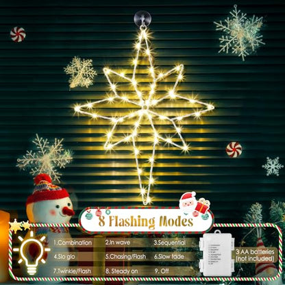 24 Inch Christmas Star Window Light Decorations with Timer - Bethlehem LED Silhouette Lights