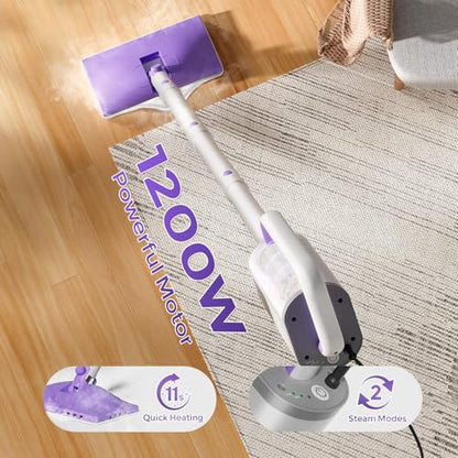 Lilac All-in-One Steam Mop for Floor & Surface Cleaning with Detachable Handheld