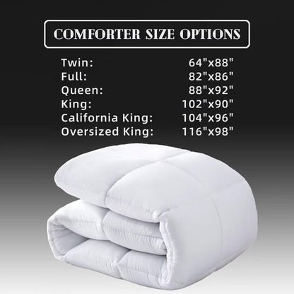 DOWNCOOL Queen Size Comforter - Lightweight Down Alternative Duvet Insert | All-Season White Quilt (88x92 Inches)