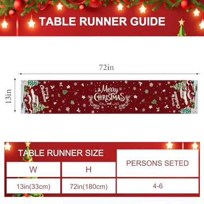 Red Truck Xmas Tree Snowflake Christmas Table Runner 13x72 Inch - Holiday Kitchen Decor - Red Truck1