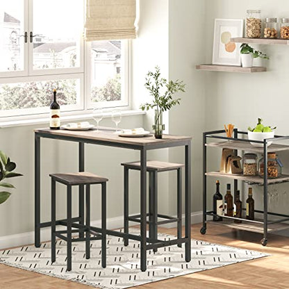 Bar Table and 2 Stools Set - Rectangular Pub Dining Set for Small Spaces