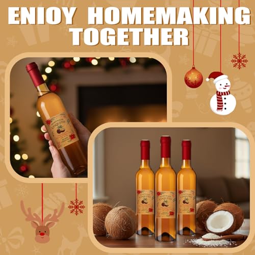 12 Pcs 17 oz Christmas Coquito Glass Bottles with Cork Lids - Brown Variant
