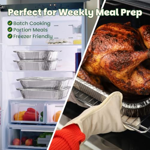 Disposable Aluminum Pans with Lids - 24 Pack, 2 Sizes for Baking & Food Storage