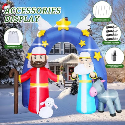 9.2FT Christmas Inflatable Nativity Scene Archway with LED Lights - Large Outdoor Yard Decoration - Variation of This Listing