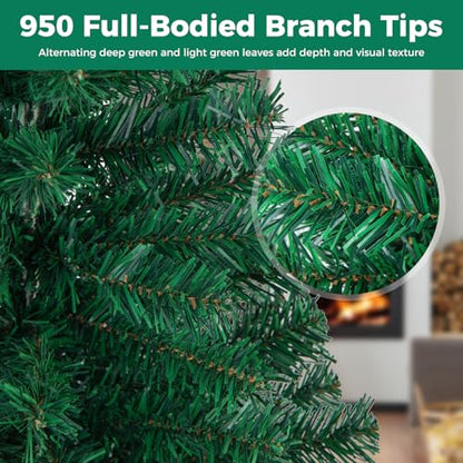 Green 7 Ft Artificial Christmas Tree - Lush Full Unlit Holiday Xmas Tree