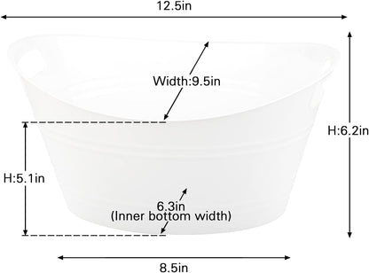 Tiawudi 6 Pack Plastic Oval Storage Tub, Ice Bucket for Wine, Beer and Champagne, Bottle Drink Cooler for Parties, Storage Basket, 4.5 Liter