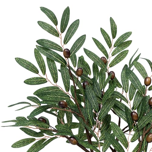Mediterranean Faux Olive and Lemon Branches Set - 24 Inch Decorative Flowers for Weddings & Home Decor (6 Olive Stems + 3 Lemon Branches)