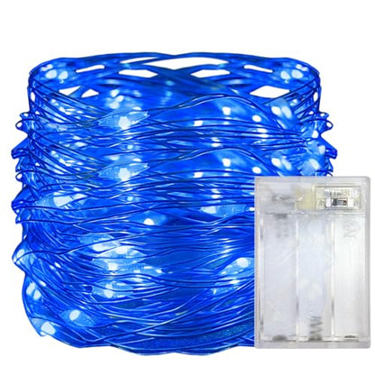 Mini Fairy Lights with Timer Function - Blue Dewdrop LED String Lights, 10 Feet, 30 LEDs, Indoor Holiday Decor Variation 1