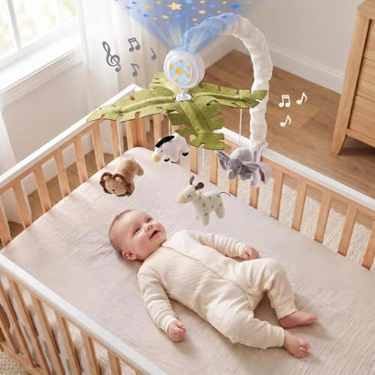 Baby Crib Mobile with Music and Plush Characters for Nursery