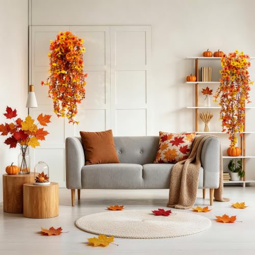 Artificial Fall Mum Flowers for Outdoor & Indoor Decor, UV Resistant, 2 Pack