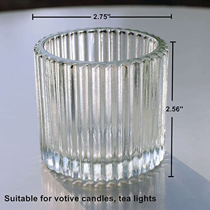 12 Pieces Clear Votive Candle Holders for Wedding & Event Decor - Frosted Glass