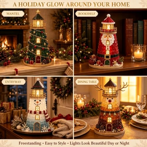 DIY Christmas Lighthouse Kit - 3D Lighted Sea Glass Holiday Craft B