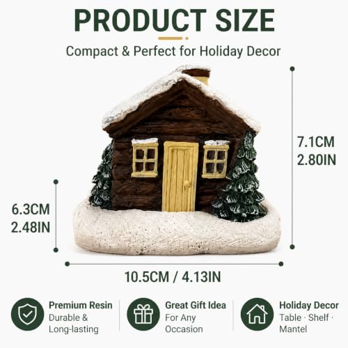 Snow Cabin Incense Burner with Fire-Resistant Resin Cottage Holder - Snow Hut Variation