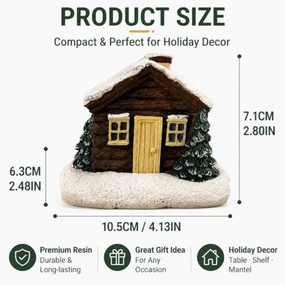 Snow Cabin Incense Burner with Fire-Resistant Resin Cottage Holder - Snow Hut Variation