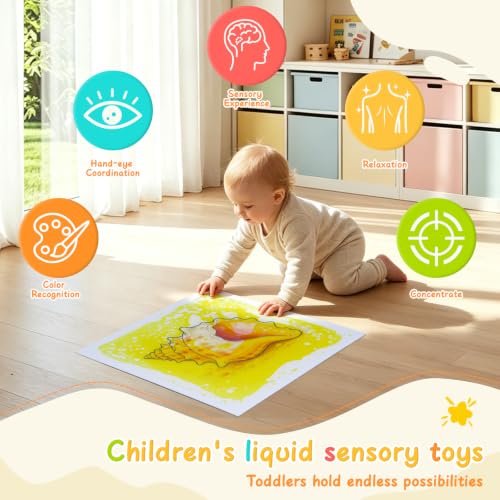Kids Sensory Floor Tiles Set - Liquid Motion Ocean & Animal Designs 16x16"