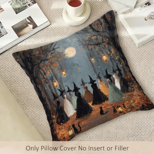 Halloween Witch Decorative Throw Pillow Cover - 18x18 Inches, Pack of 1