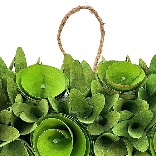 19-Inch Woodchip Rose Wreath - Rustic Holiday Front Door Decor - Green