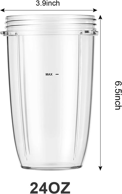 NutriBullet Blender Cups - 24oz To-Go Cups with Flip-Top Lids | Replacement Parts for 600W & 900W