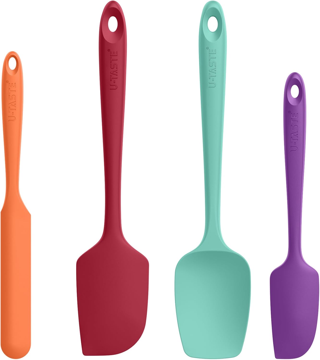 U-Taste Silicone Spatula Set - High Heat Resistant 600ºF Food Grade Rubber Kitchen Utensils | 4PCS Multicolor