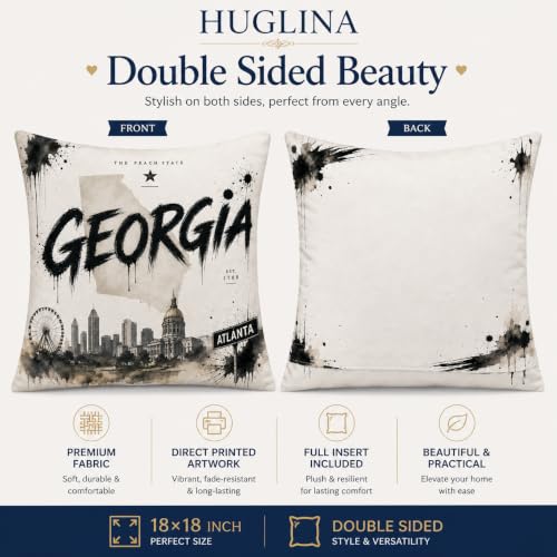Georgia Throw Pillow 18x18 Inch with Insert - Velvet Decorative Accent for Sofa Bed Couch