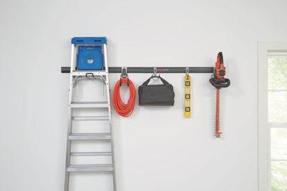 Rubbermaid Fasttrack Utility Hooks - Heavy-Duty 7-Piece Garage Storage Kit | Black Tool Organizer