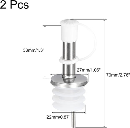 uxcell Stainless Steel Bottle Pourers, 2Pcs Olive Oil Spout with Rubber Dust Caps, Wine Pourers Liquor Pour Spouts for Wine Liquor Coffee Vinegar Bottles (White)