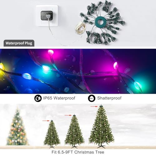 Smart LED Christmas Tree String Lights with Ring App Control - 400 LEDs, Indoor Outdoor, Multicolor or Warm White