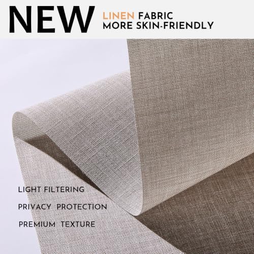 Persilux No Drill Light Filtering Roller Shades - Custom Size Light Brown - Inside Mount Only