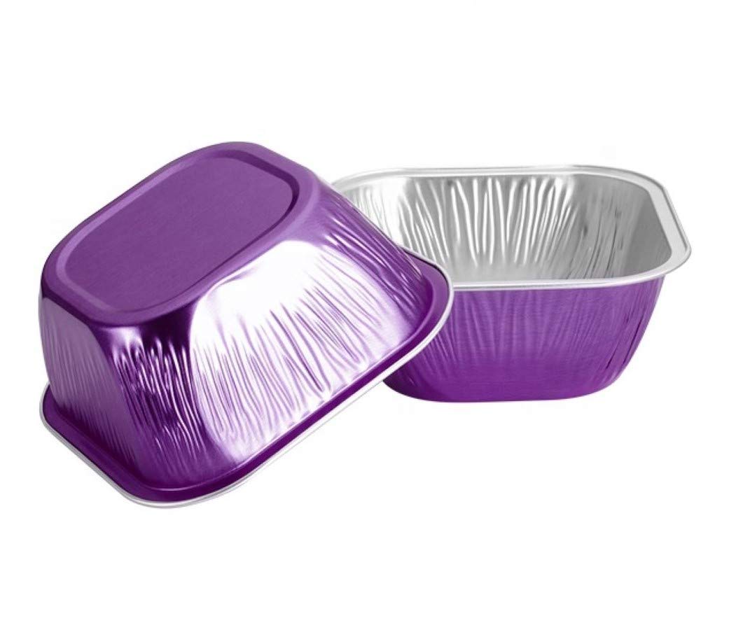 KEISEN Square 4" 8oz 230ml 100/PK Disposable Aluminum Foil Cups for Muffin Cupcake Baking Bake Utility Ramekin Cup(purple)