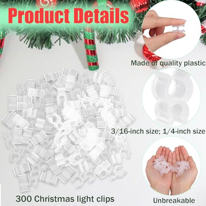 300 Pack Christmas Light Clips for Outdoor Wire Frames and Decorations