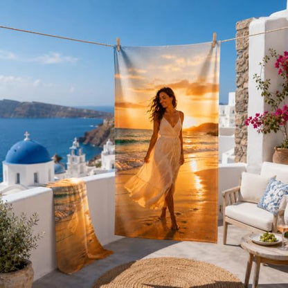 Personalized Beach Towel with Photo and Name - 30x60 Custom Beach Towel - 1 Photo Variation