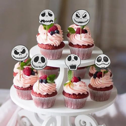 Halloween Cupcake Toppers Ghost 24 Pack Food Decorations for Cakes and Cupcakes