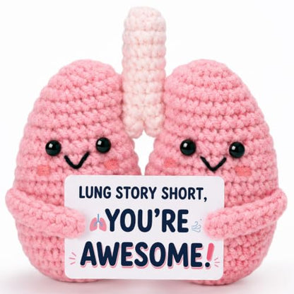 Respiratory Therapist Gift - Handmade Crochet Pink Lung Plush for Medical Professionals
