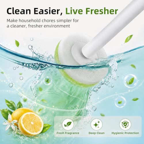 Disposable Toilet Brush System with 36 Refills and Storage Caddy - Green