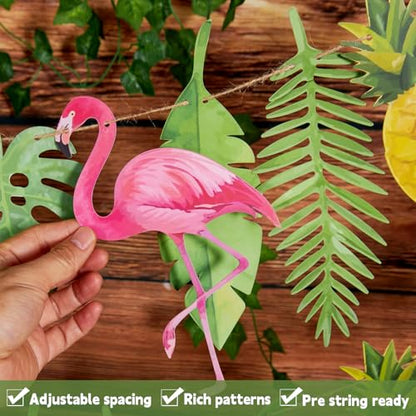 2PCS Tropical Flamingo Garland Banner for Party Decorations - 6.6ft